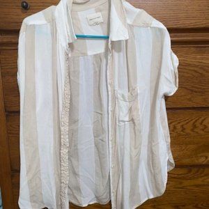 Tan and White Blouse